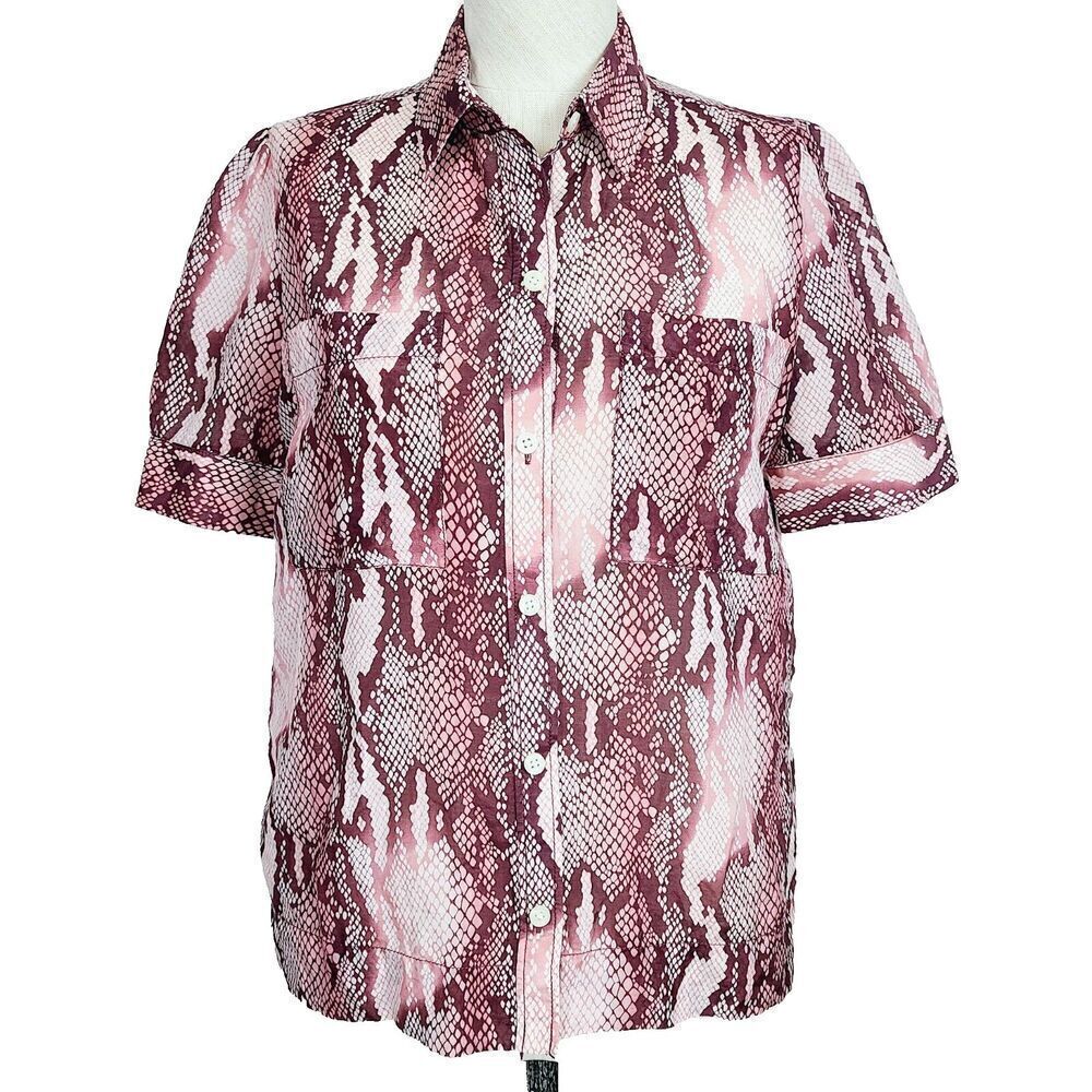 Current/Elliott‎ Womens Bermuda Multicolor Snake Print Button Up S Short Sleeve